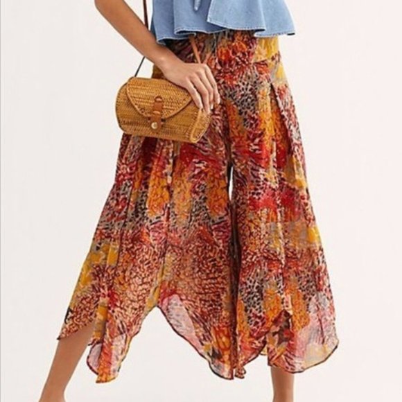 Free People Jungle Pop Asymmetrical Culottes - New with Tags - Picture 2 of 4